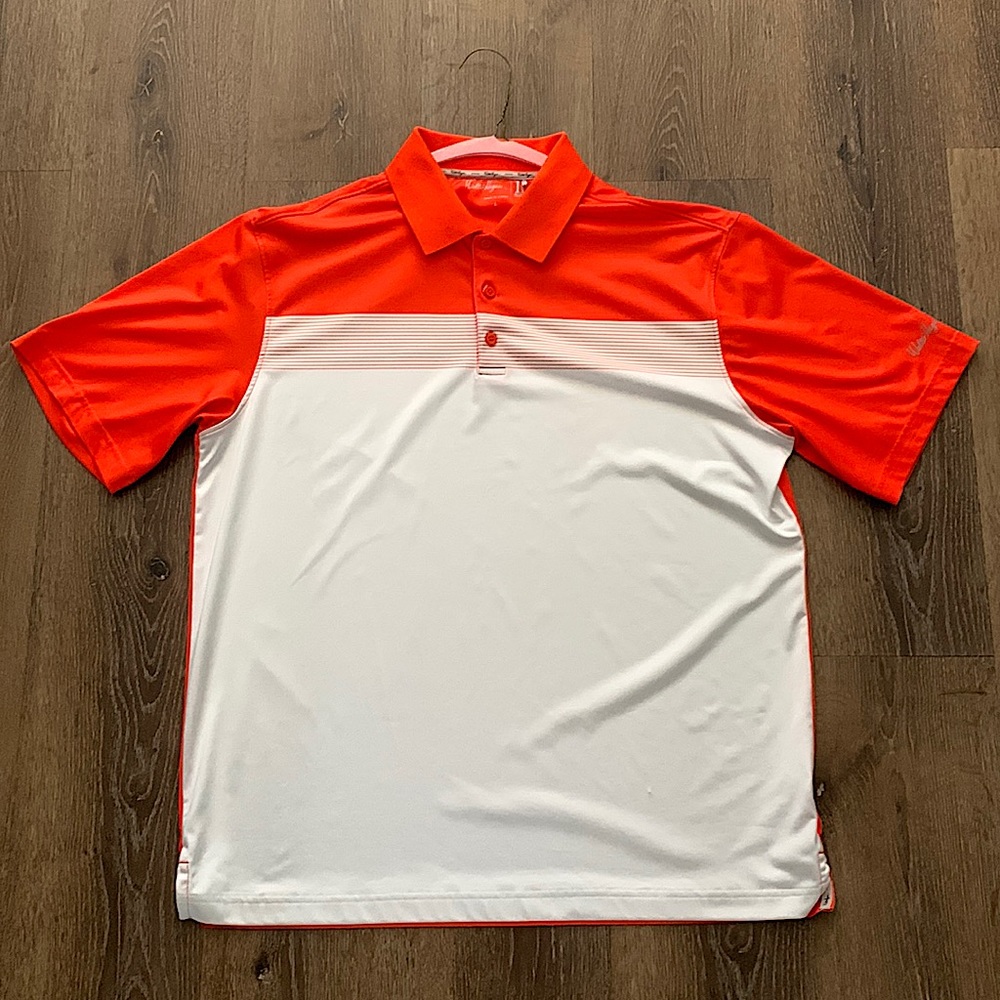 Walter Hagen Golf Polo - Large. Orange/White.